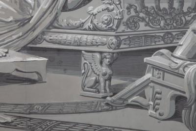 Four Wall Decoration En Grisaille by Dufour Paris France 19th Century