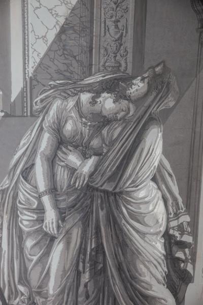 Four Wall Decoration En Grisaille by Dufour Paris France 19th Century