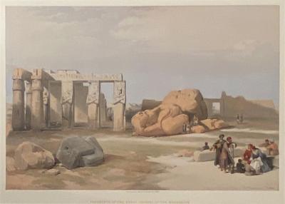 Fragments of the Great Colossi at the Memnonium Lithograph by David Roberts 