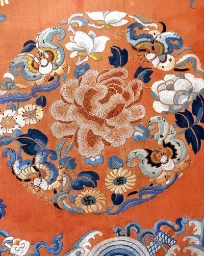 Frame Fine Embroidered Chinese Court Lady Casual Robe Qing Dynasty Provenance