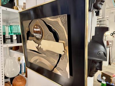 Frame In etched brass agate and lucite 