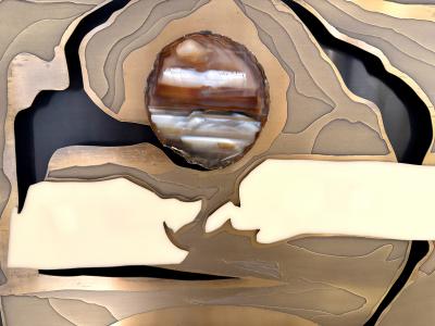 Frame In etched brass agate and lucite 