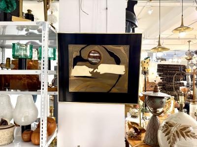 Frame In etched brass agate and lucite 