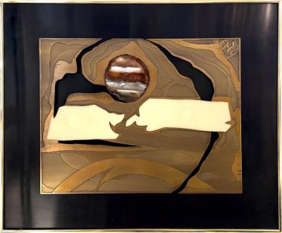 Frame In etched brass agate and lucite 