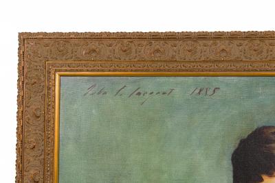 Framed American Victorian Style Canvas Print of an Oil Portrait Depicting a Lady