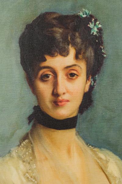 Framed American Victorian Style Canvas Print of an Oil Portrait Depicting a Lady