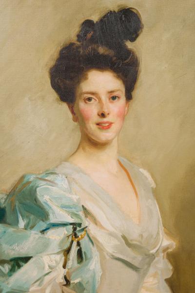 Framed American Victorian Style Canvas Print of an Oil Portrait Depicting a Lady