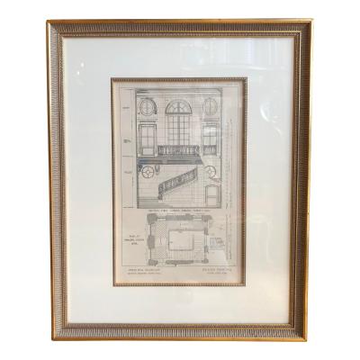 Framed Antique 18th C Neoclassical French Architectural Engraving