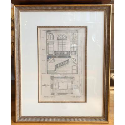 Framed Antique 18th C Neoclassical French Architectural Engraving