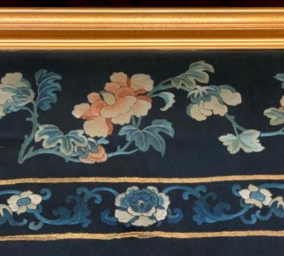 Framed Antique Chinese Embroidery Panel Qing Dynasty