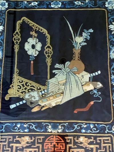 Framed Antique Chinese Embroidery Panel Qing Dynasty