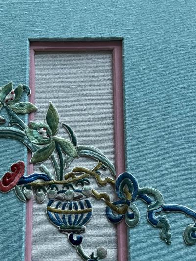 Framed Antique Chinese Embroidery Textile Qing Dynasty Provenance