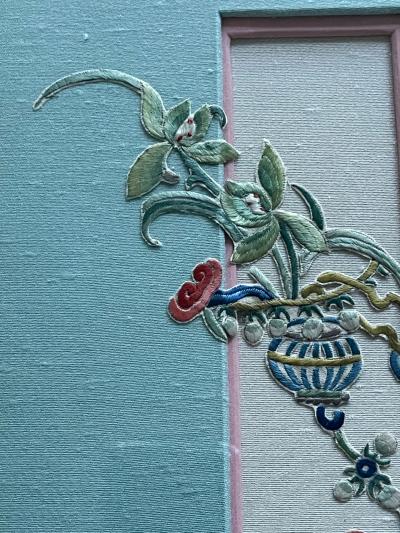 Framed Antique Chinese Embroidery Textile Qing Dynasty Provenance