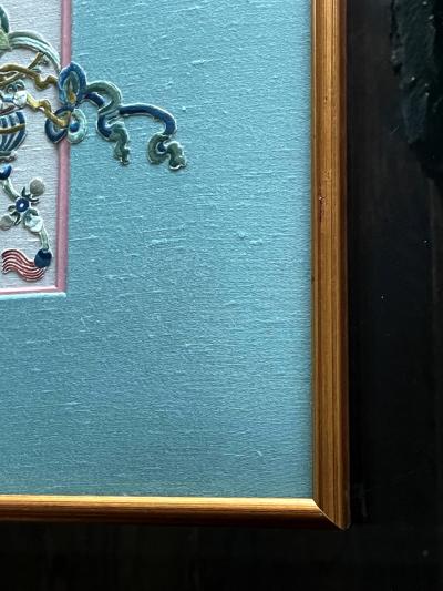 Framed Antique Chinese Embroidery Textile Qing Dynasty Provenance
