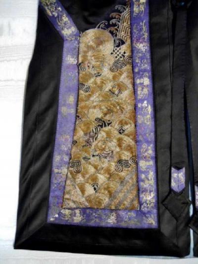 Framed Antique Chinese Silk Robe with Dragon Design