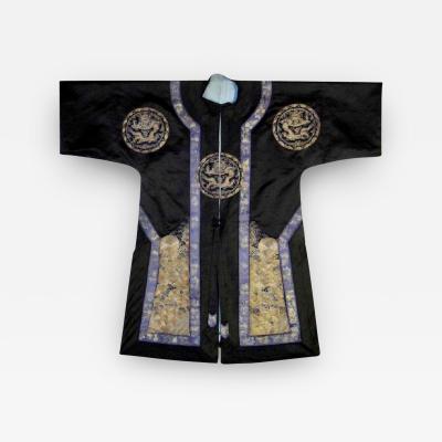 Framed Antique Chinese Silk Robe with Dragon Design