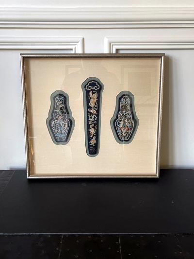 Framed Antique Chinese Textile Groups Qing Dynasty Provenance