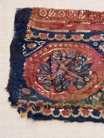 Framed Antique Coptic Textile Fragment from Byzantine North Africa