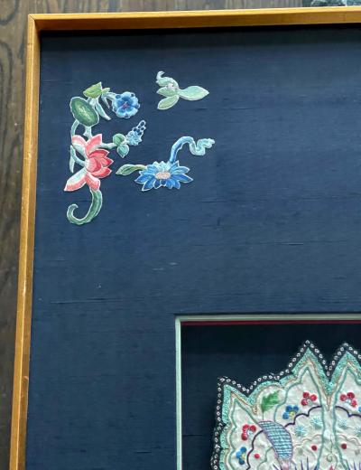 Framed Antique Embroidered Purse Qing Dynasty Provenance