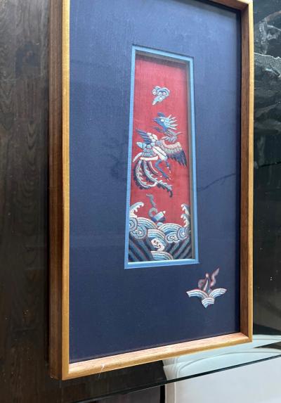Framed Antique Embroidery Chinese Textile Qing Dynasty Provenance