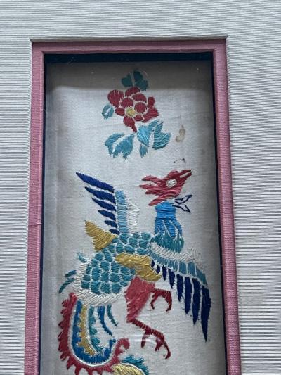 Framed Antique Embroidery Chinese Textile Qing Dynasty Provenance
