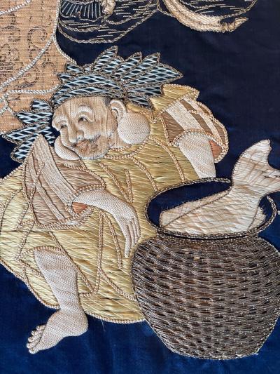 Framed Antique Japanese Embroidery Fukusa Panel