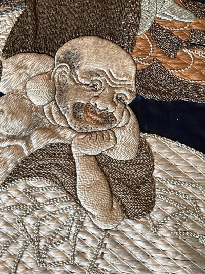 Framed Antique Japanese Embroidery Fukusa Panel