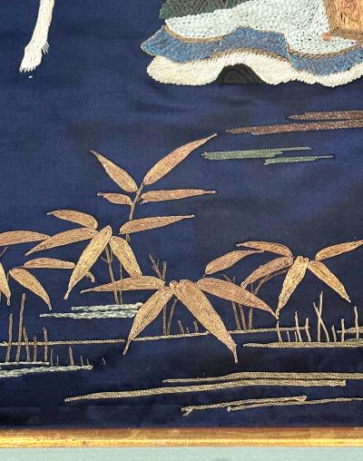 Framed Antique Japanese Embroidery Fukusa Panel