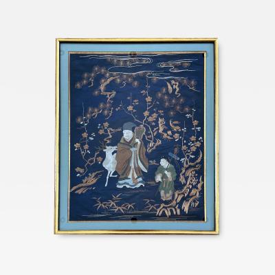 Framed Antique Japanese Embroidery Fukusa Panel