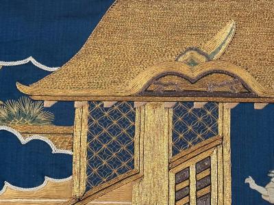 Framed Antique Japanese Embroidery Fukusa Textile Panel