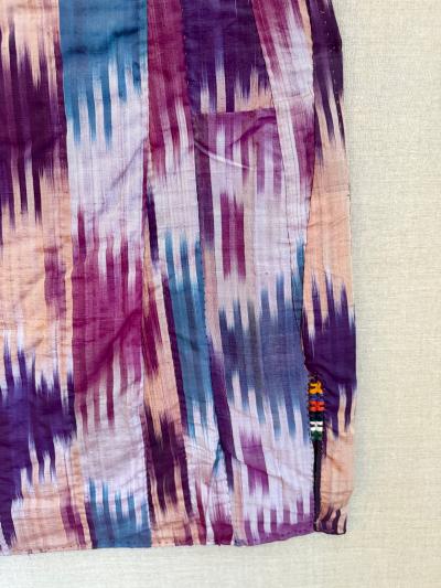 Framed Antique Silk Ikat Chapan Robe Central Asia with Provenance