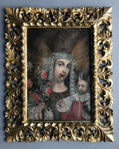Framed Antique Spanish Colonial Painting Cuzco School