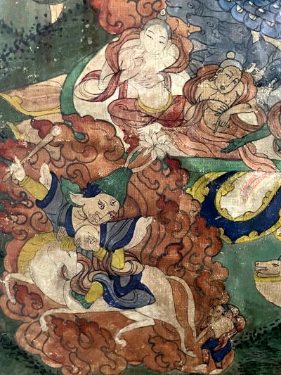 Framed Antique Tibetan Thangka of Yamantaka with Consort