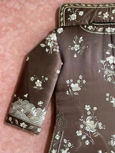 Framed Antique Two Piece Chinese Embroidery Winter Jacket Ensemble