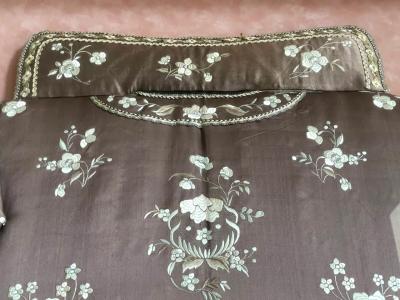 Framed Antique Two Piece Chinese Embroidery Winter Jacket Ensemble