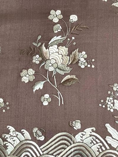 Framed Antique Two Piece Chinese Embroidery Winter Jacket Ensemble