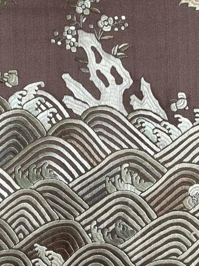 Framed Antique Two Piece Chinese Embroidery Winter Jacket Ensemble