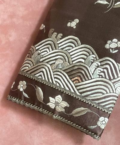 Framed Antique Two Piece Chinese Embroidery Winter Jacket Ensemble