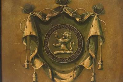 Framed British Painted Coat Of Arms