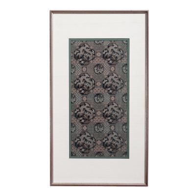 Framed Chinese Antique Brocade Dragon Panel