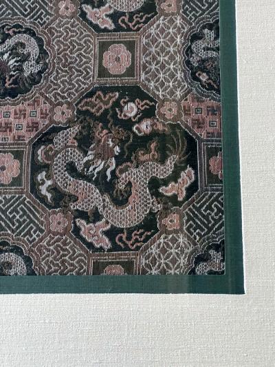 Framed Chinese Antique Brocade Dragon Panel