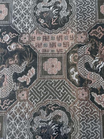 Framed Chinese Antique Brocade Dragon Panel