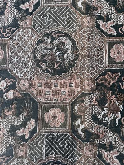 Framed Chinese Antique Brocade Dragon Panel