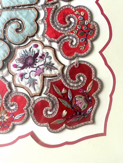 Framed Chinese Embroidered Silk Collar Qing Dynasty