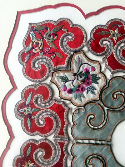Framed Chinese Embroidered Silk Collar Qing Dynasty