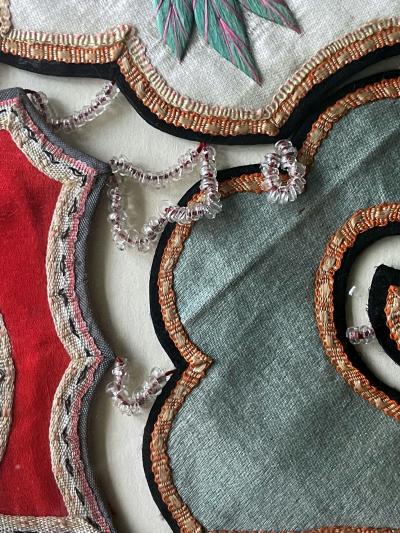 Framed Chinese Embroidered Silk Collar Qing Dynasty