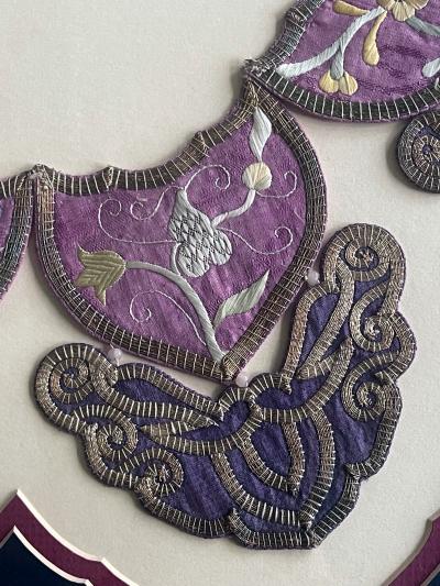 Framed Chinese Embroidered Silk Collar Qing Dynasty