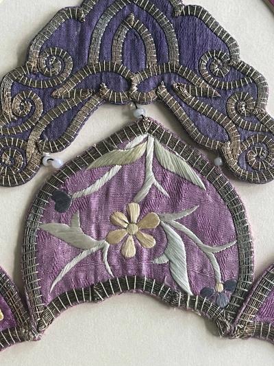 Framed Chinese Embroidered Silk Collar Qing Dynasty