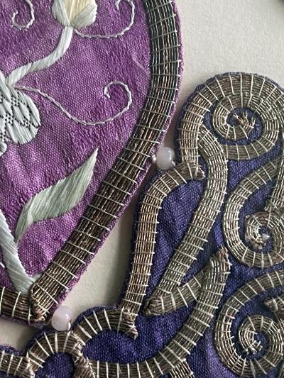 Framed Chinese Embroidered Silk Collar Qing Dynasty