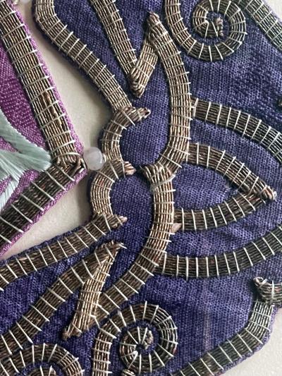 Framed Chinese Embroidered Silk Collar Qing Dynasty